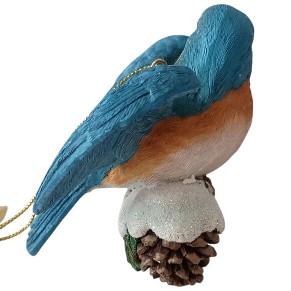 Bluebird On A Pinecone Ornament Danbury Mint Christmas Songbird Collection Bird. - Picture 9 of 16